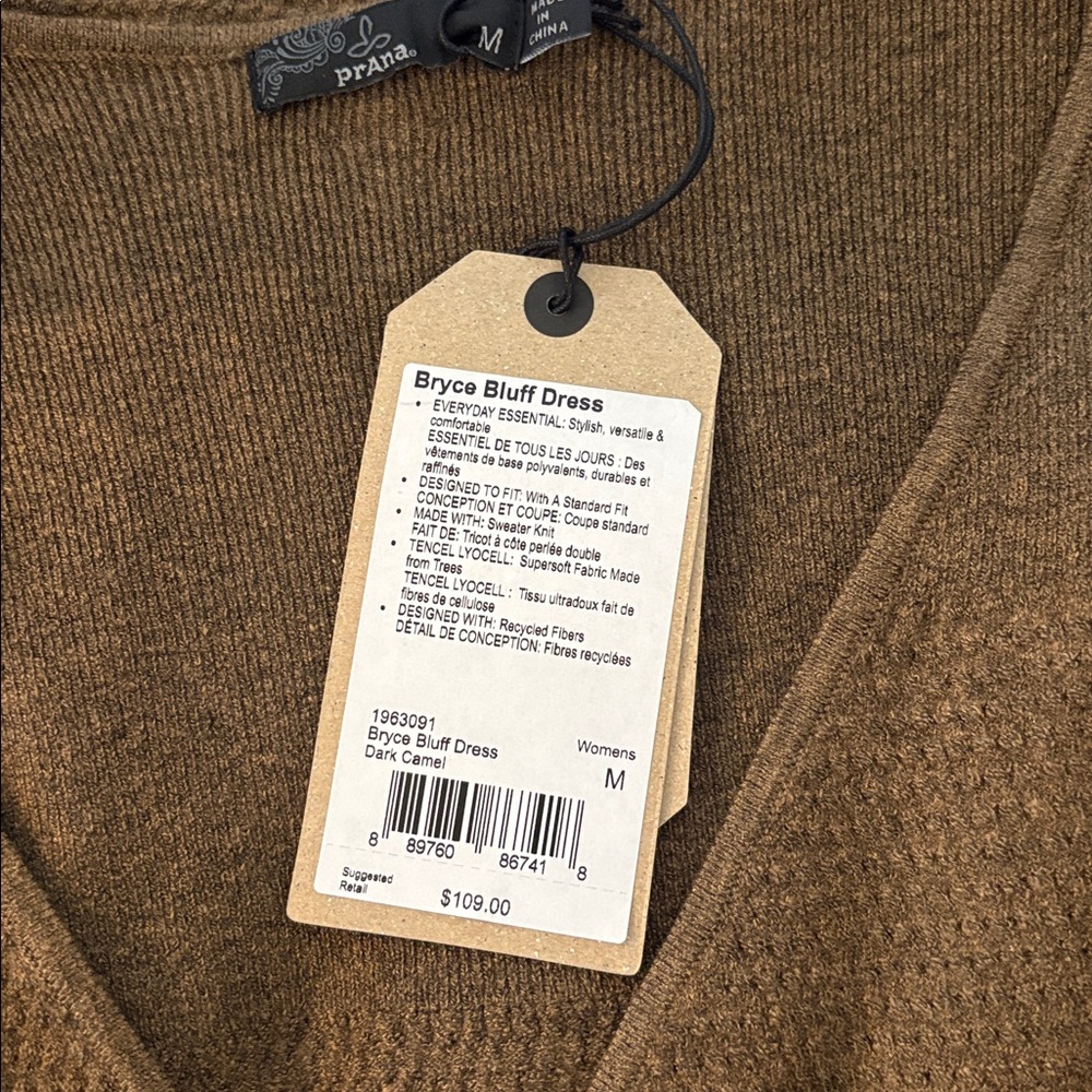 NWT Prana Bryce Bluff Dress in Dark Camel - Picture 9 of 10